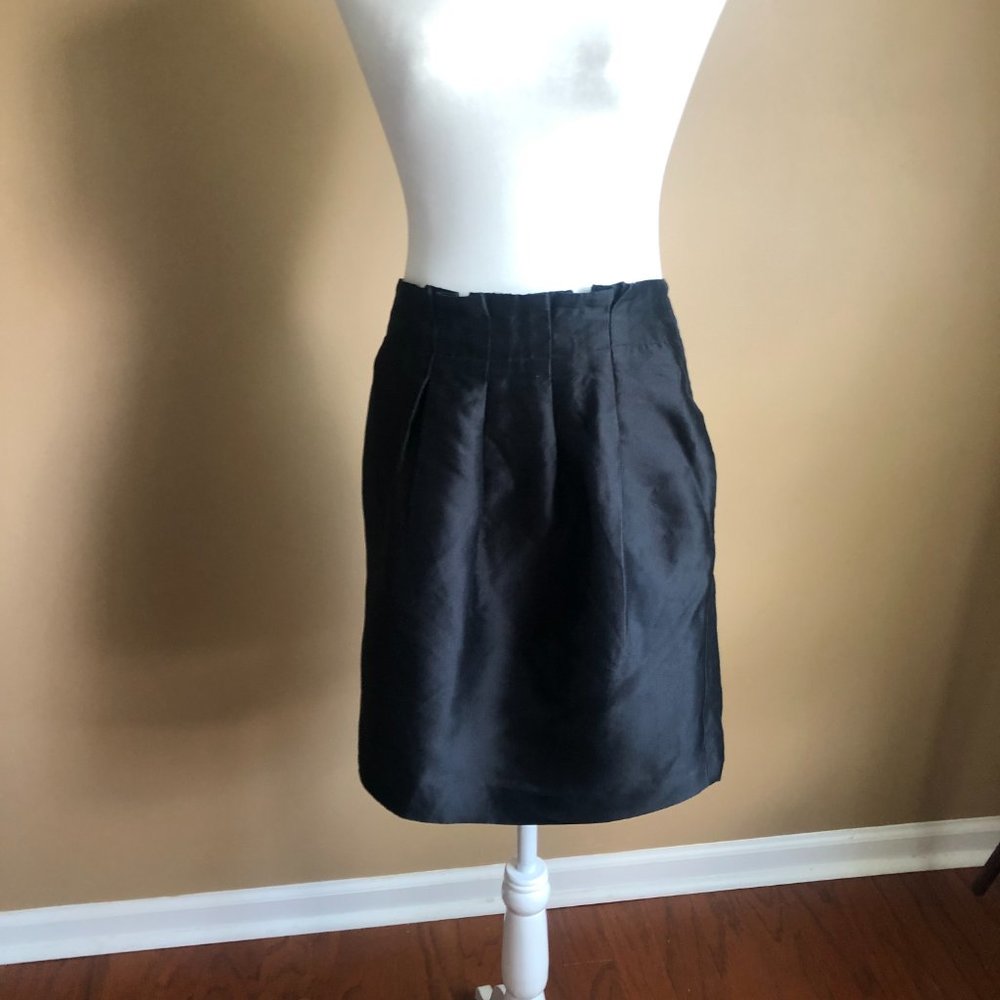 Banana Republic Size 4 Black Silk Skirt with Front Pleats